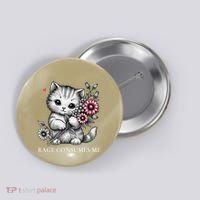 Cute Cat Rage Consumes Me Funny Sarcastic Kitten Flower Button thumb 0