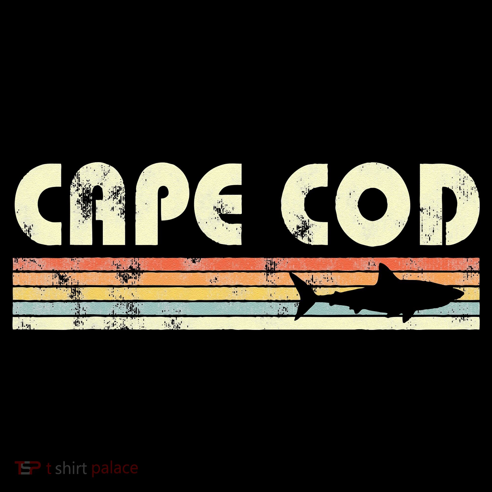 Cape Cod Retro Style with Shark graphic Long Sleeve Shirt