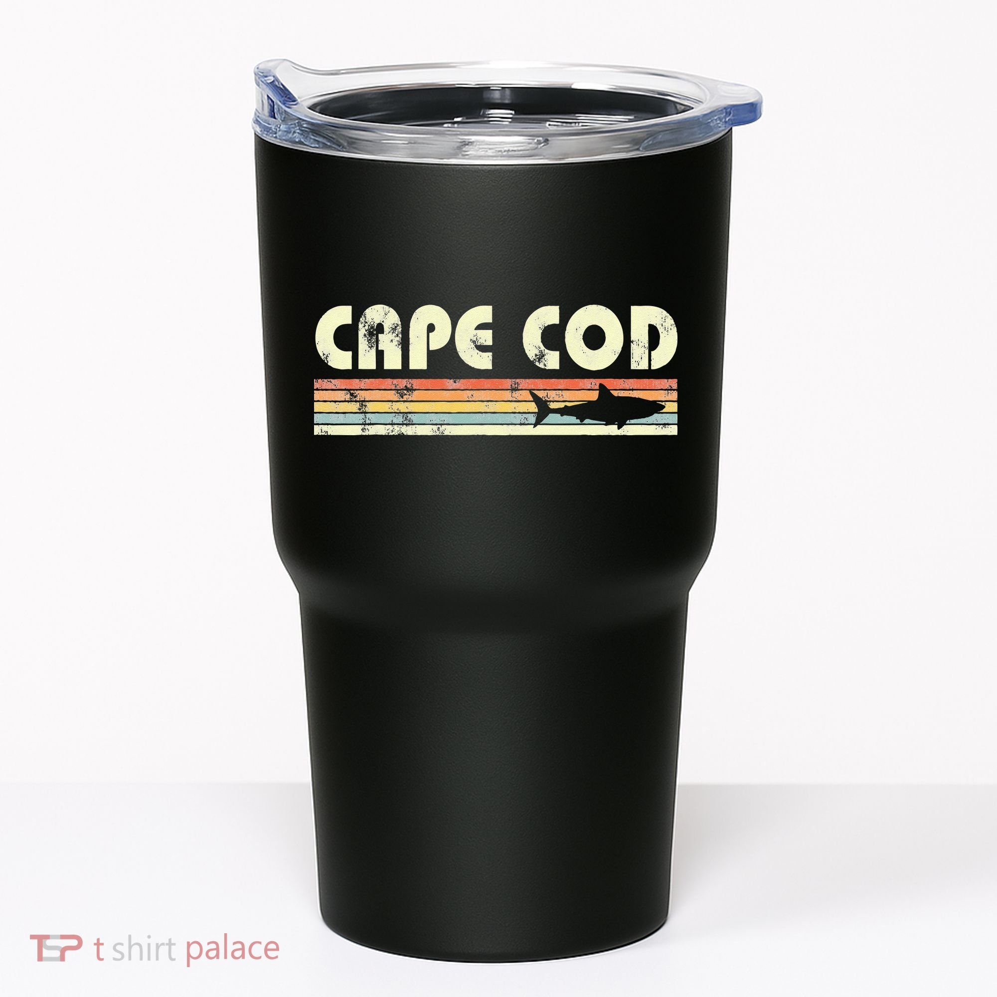 Cape Cod Retro Style with Shark graphic Tumbler