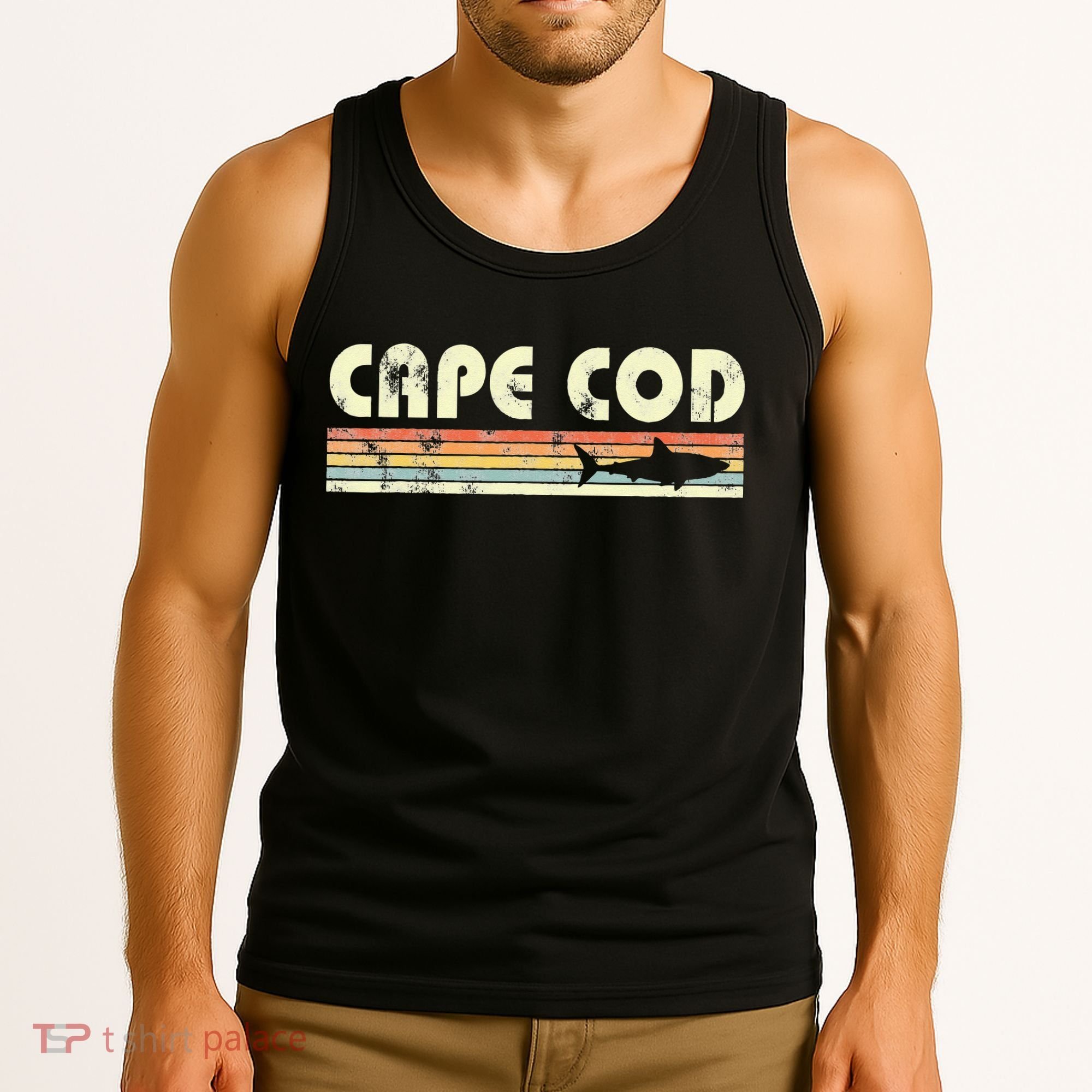 Cape Cod Retro Style with Shark graphic Tank Top