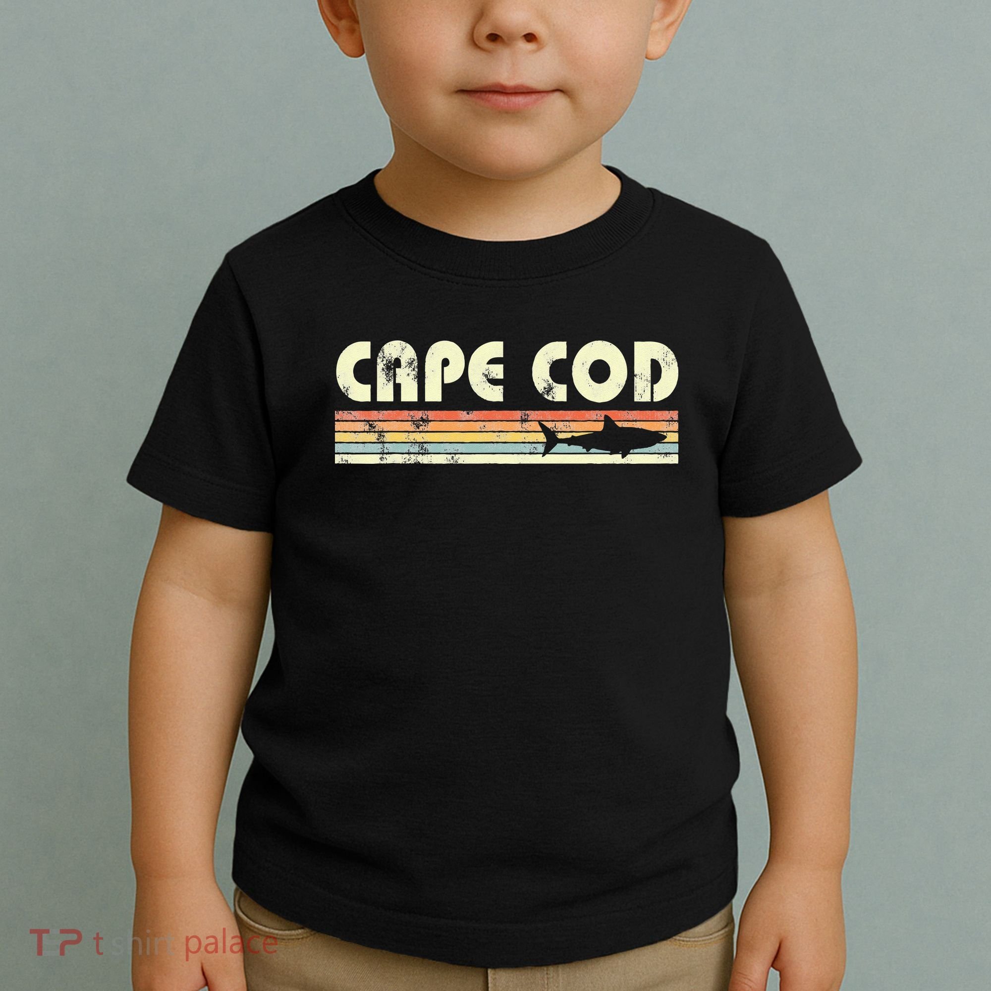 Cape Cod Retro Style with Shark graphic Toddler T-Shirt