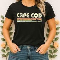 Cape Cod Retro Style with Shark graphic Women's T-Shirt thumb 2