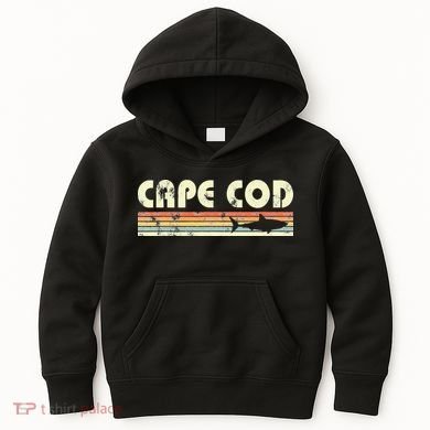 Cape Cod Retro Style with Shark graphic Kids Hoodie