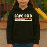 Cape Cod Retro Style with Shark graphic Kids Hoodie thumb 3