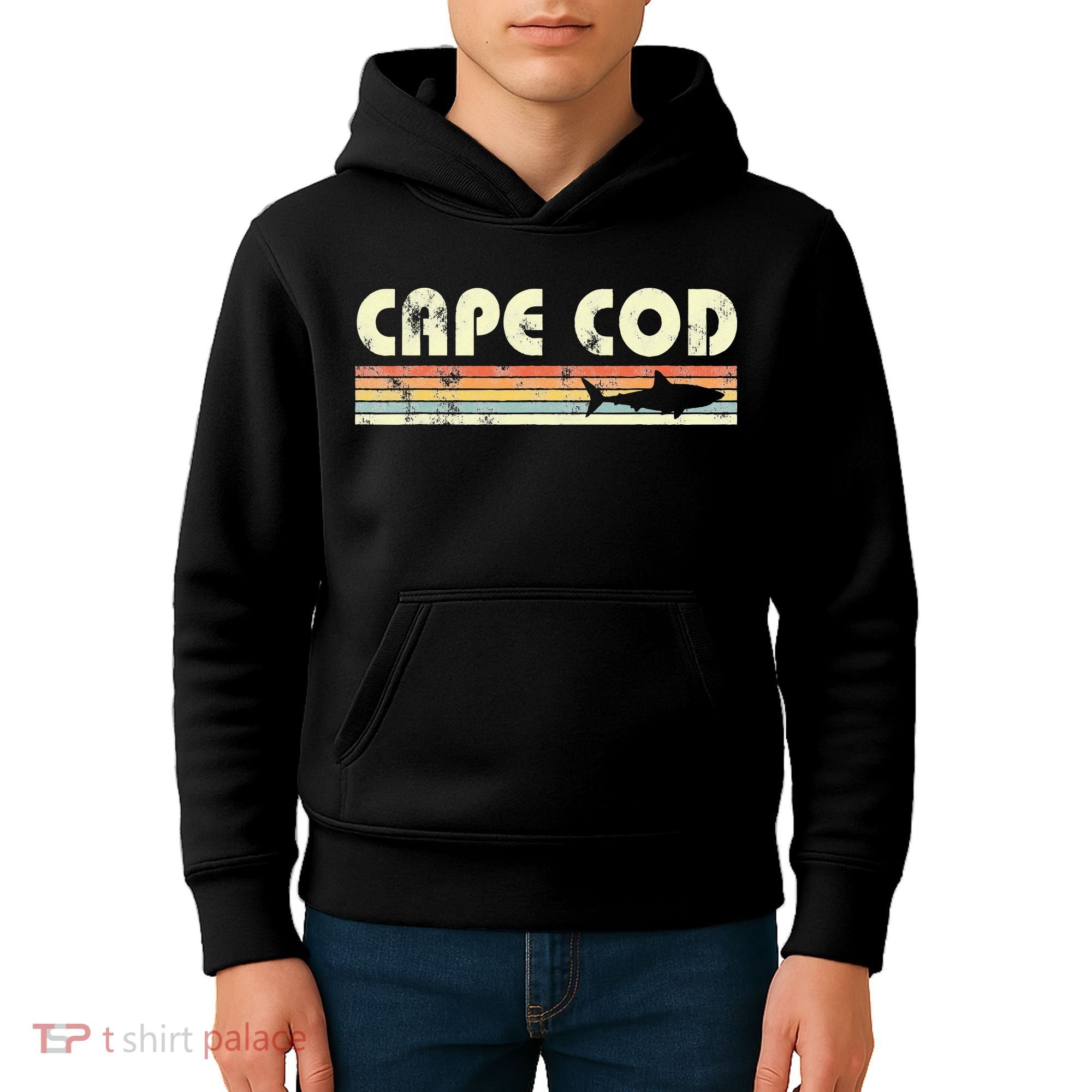 Cape Cod Retro Style with Shark graphic Kids Hoodie