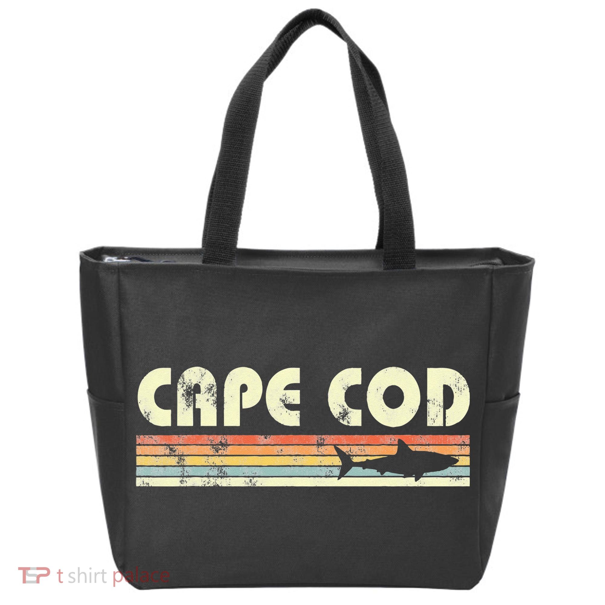 Cape Cod Retro Style with Shark graphic Tote Bag
