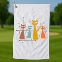 Century Cat Retro Cool Golf Towel thumb 1