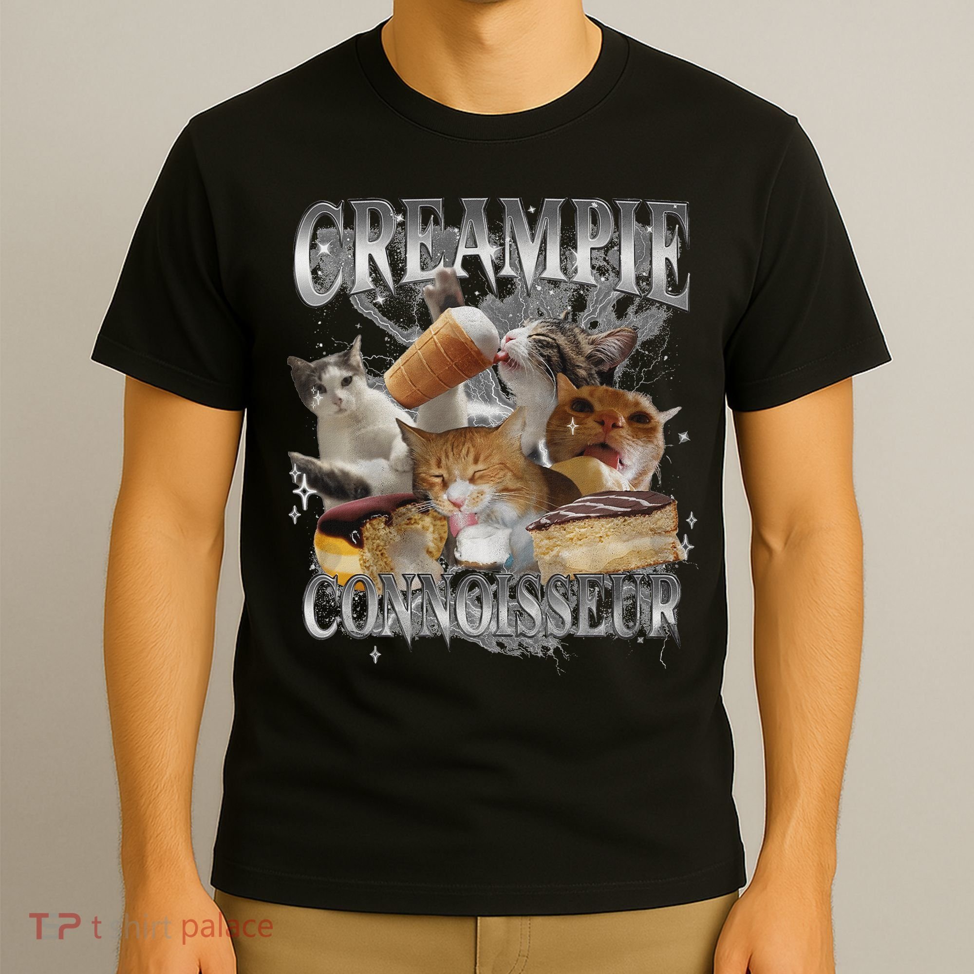 Creampie Connoisseur Raunchy Funny Cat Meme Adult Humor T-Shirt