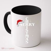 Christian Christmas Santa Hat Jesus Cross And Snow Coffee Mug thumb 0