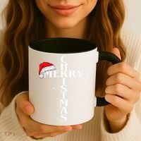 Christian Christmas Santa Hat Jesus Cross And Snow Coffee Mug thumb 3