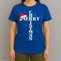 Christian Christmas Santa Hat Jesus Cross And Snow T-Shirt thumb 4