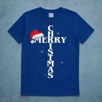 Christian Christmas Santa Hat Jesus Cross And Snow T-Shirt thumb 5
