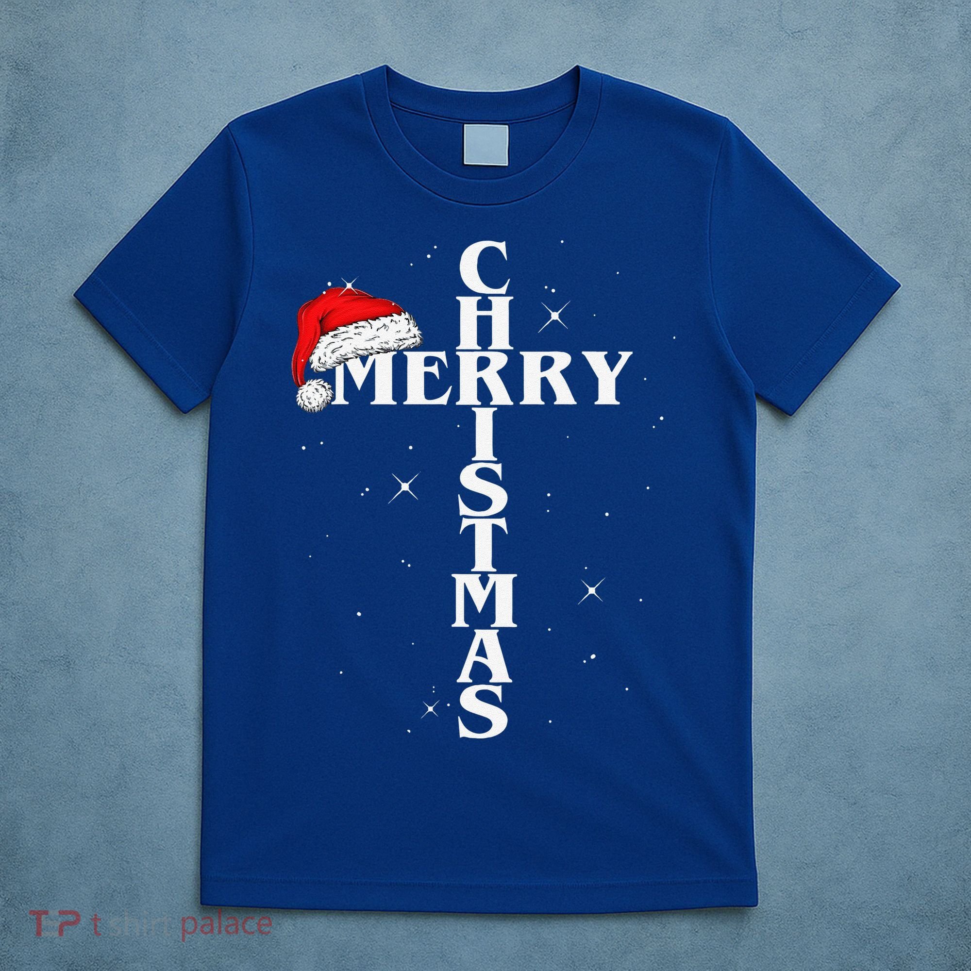 Christian Christmas Santa Hat Jesus Cross And Snow T-Shirt
