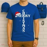 Christian Christmas Santa Hat Jesus Cross And Snow T-Shirt thumb 6