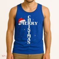 Christian Christmas Santa Hat Jesus Cross And Snow Tank Top thumb 3