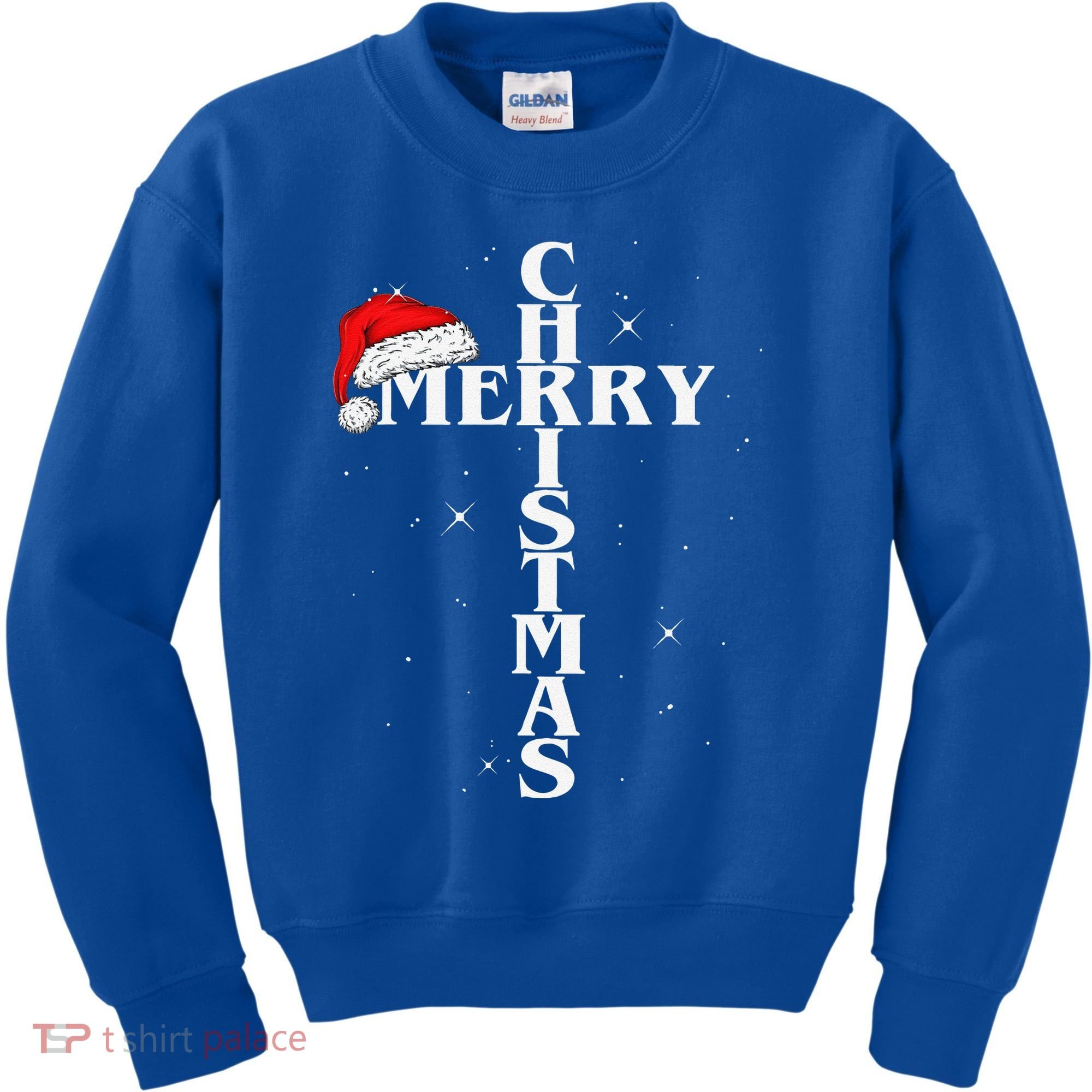 Christian Christmas Santa Hat Jesus Cross And Snow Kids Sweatshirt