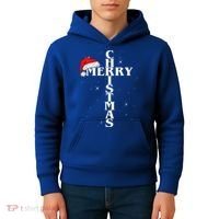 Christian Christmas Santa Hat Jesus Cross And Snow Kids Hoodie thumb 4