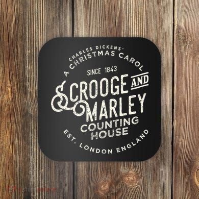 Christmas Carol Scrooge & Marley Holiday Design Tradition Coaster