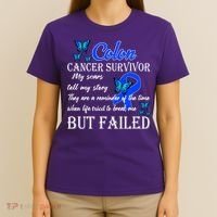 Colon Cancer Survivor My Scars Tell My Story T-Shirt thumb 4