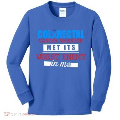Colorectal Cancer Survivor Enemy Crc Warrior Gift Kids Long Sleeve Shirt