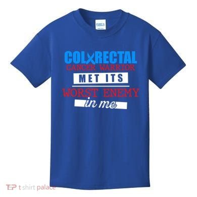 Colorectal Cancer Survivor Enemy Crc Warrior Gift Kids T-Shirt