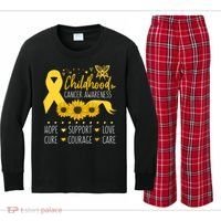 Childhood Cancer Support Family Childhood Cancer Awareness Kids Long Sleeve Plaid Pajama Set thumb 0