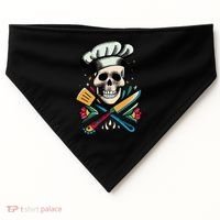 Cooking Chef Skull USA-Made Doggie Bandana thumb 0