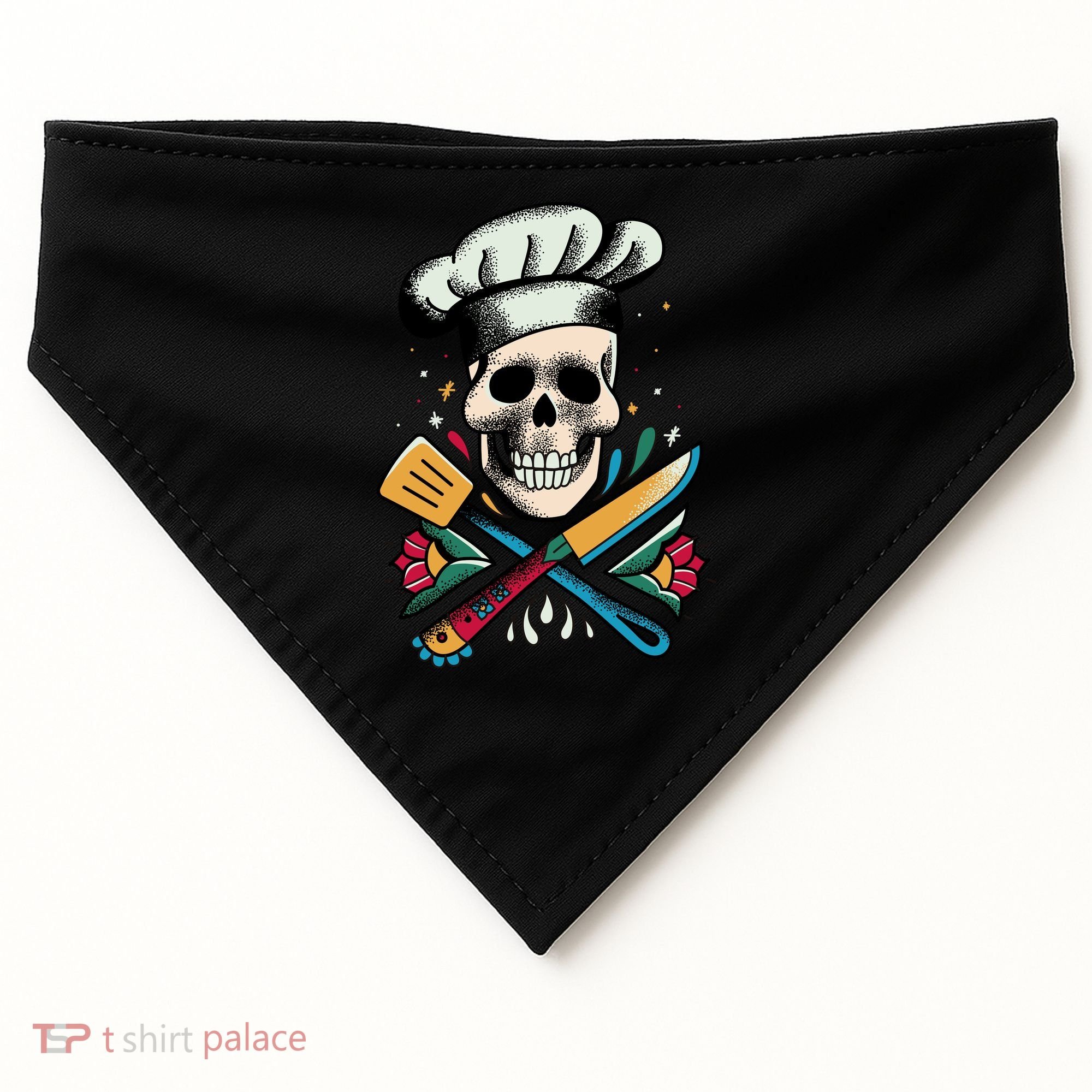 Cooking Chef Skull USA-Made Doggie Bandana
