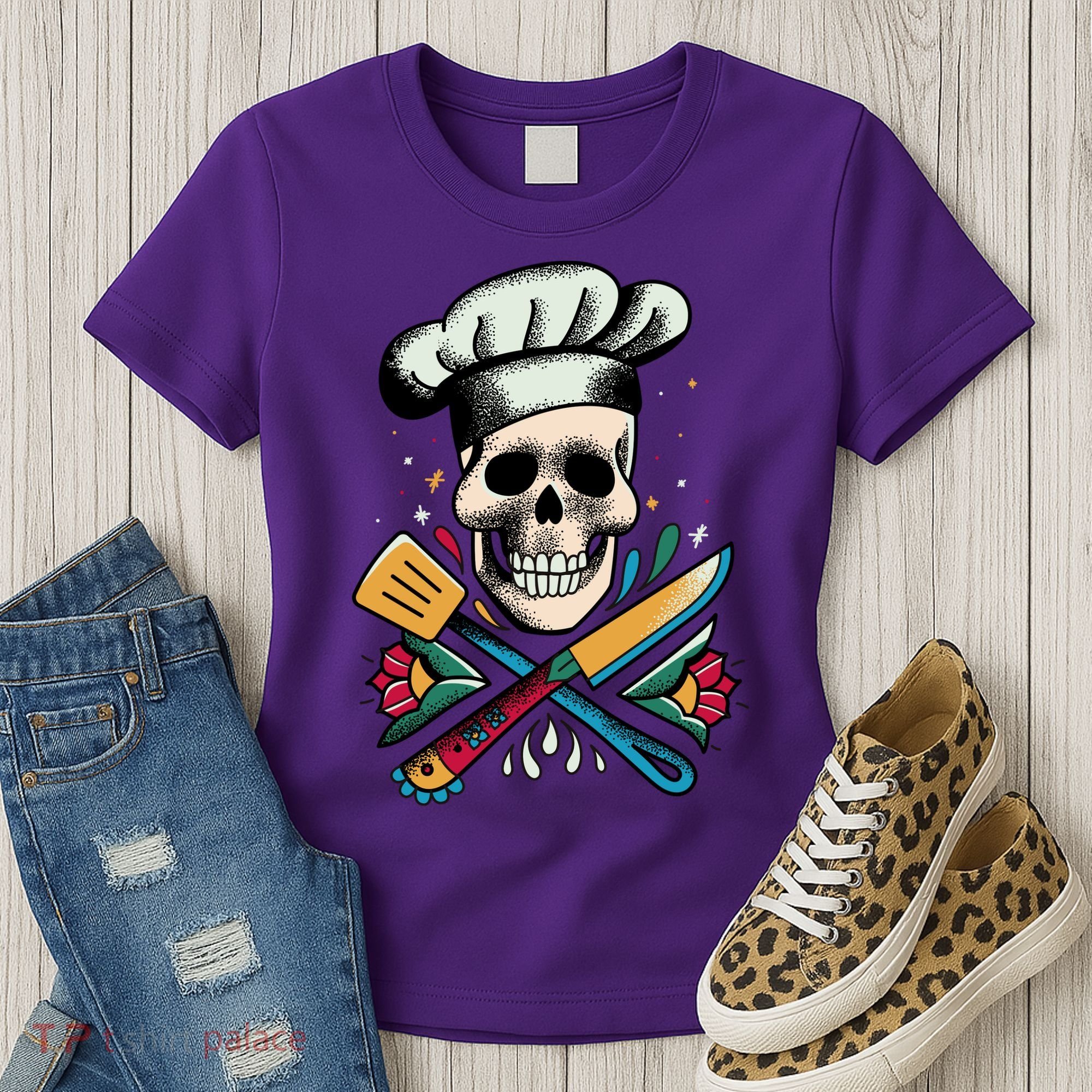 Cooking Chef Skull Women's T-Shirt