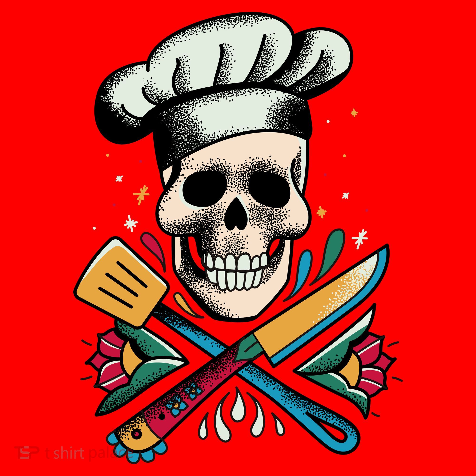 Cooking Chef Skull Santa Hat