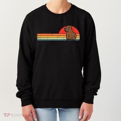 Capybara Chest Sunset Retro Capy Rodent Women's Sweatshirt