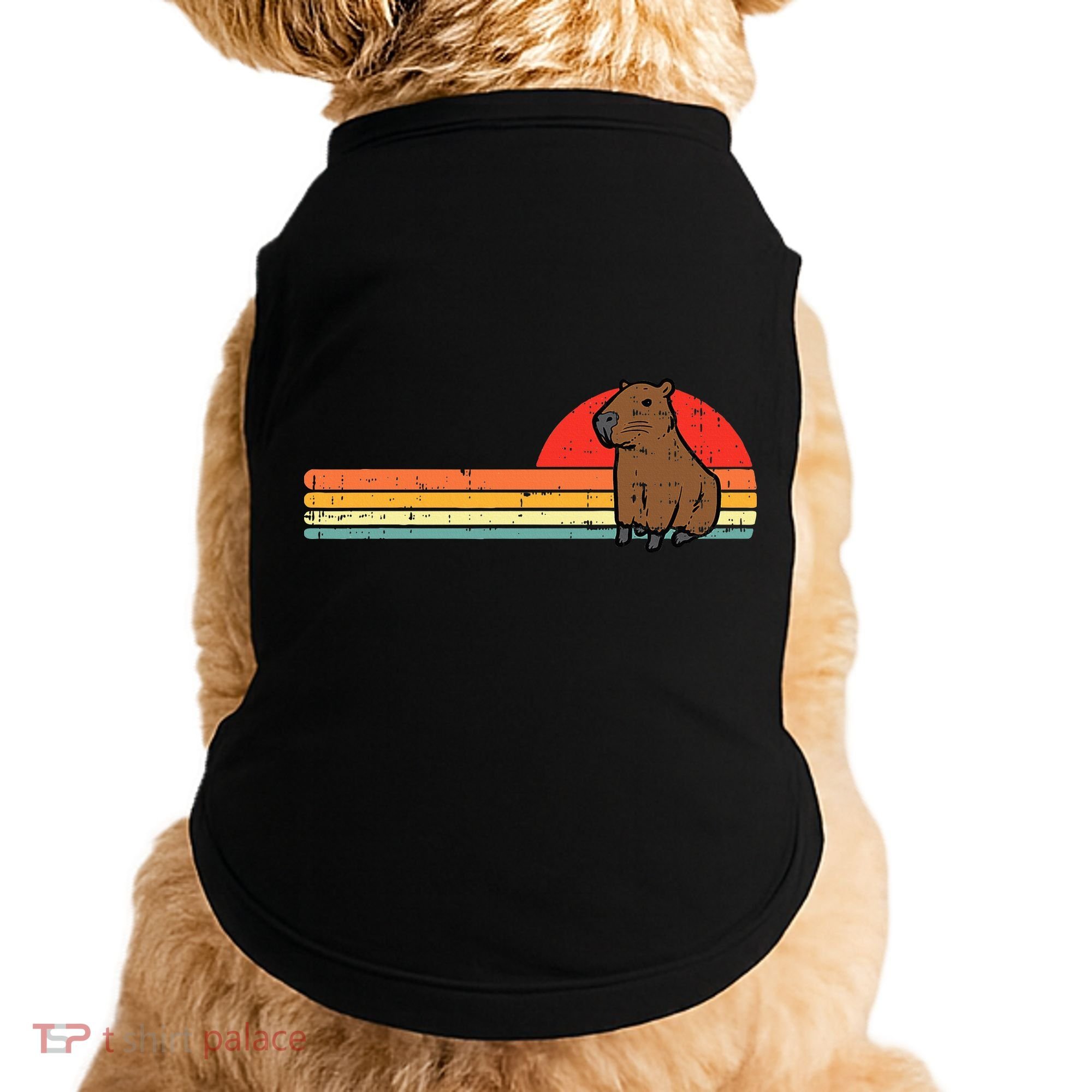 Capybara Chest Sunset Retro Capy Rodent Doggie Tank