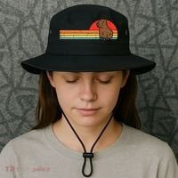 Capybara Chest Sunset Retro Capy Rodent Bucket Hat thumb 3