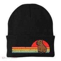 Capybara Chest Sunset Retro Capy Rodent Beanie thumb 0