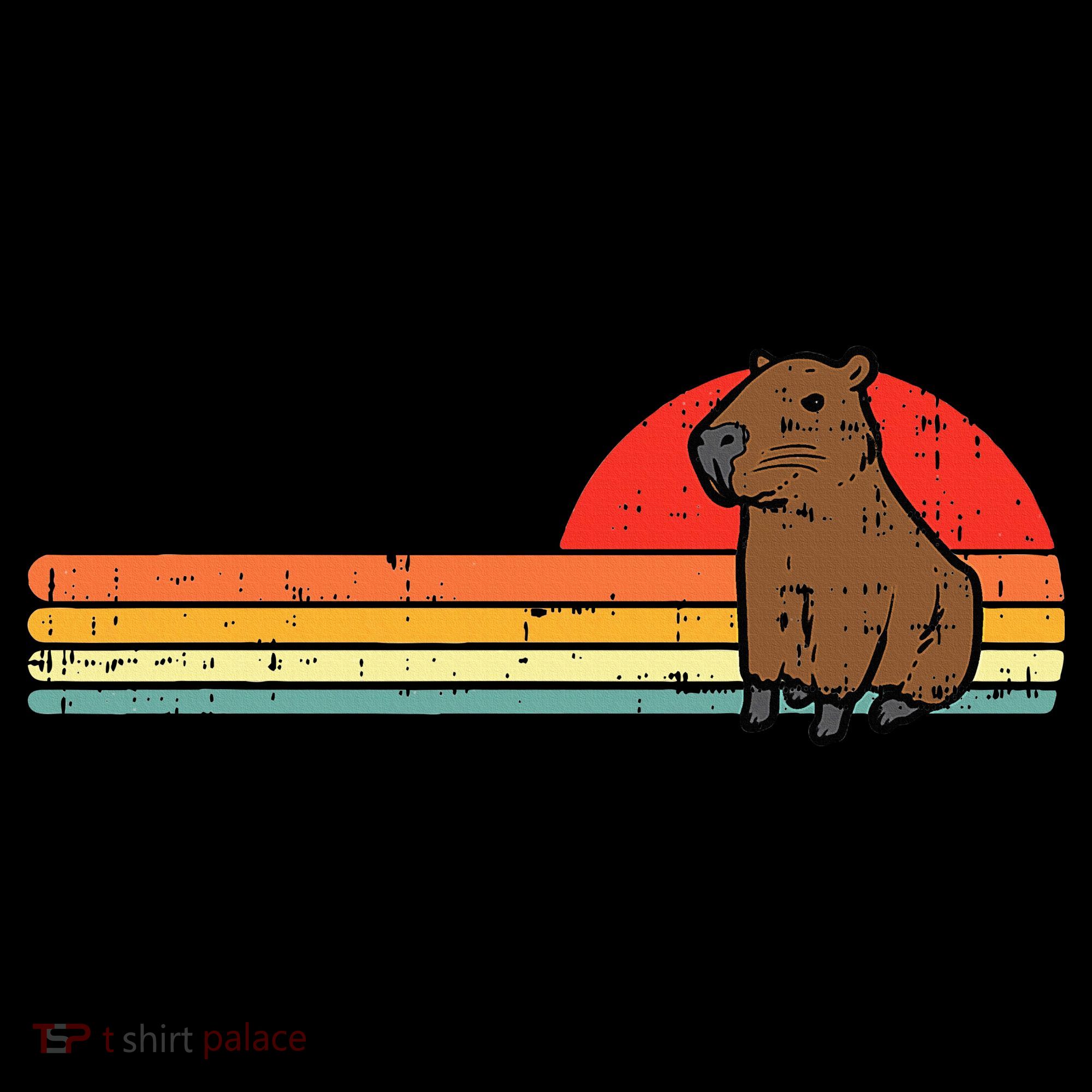 Capybara Chest Sunset Retro Capy Rodent Women's Hoodie