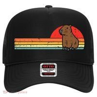 Capybara Chest Sunset Retro Capy Rodent Hat thumb 0