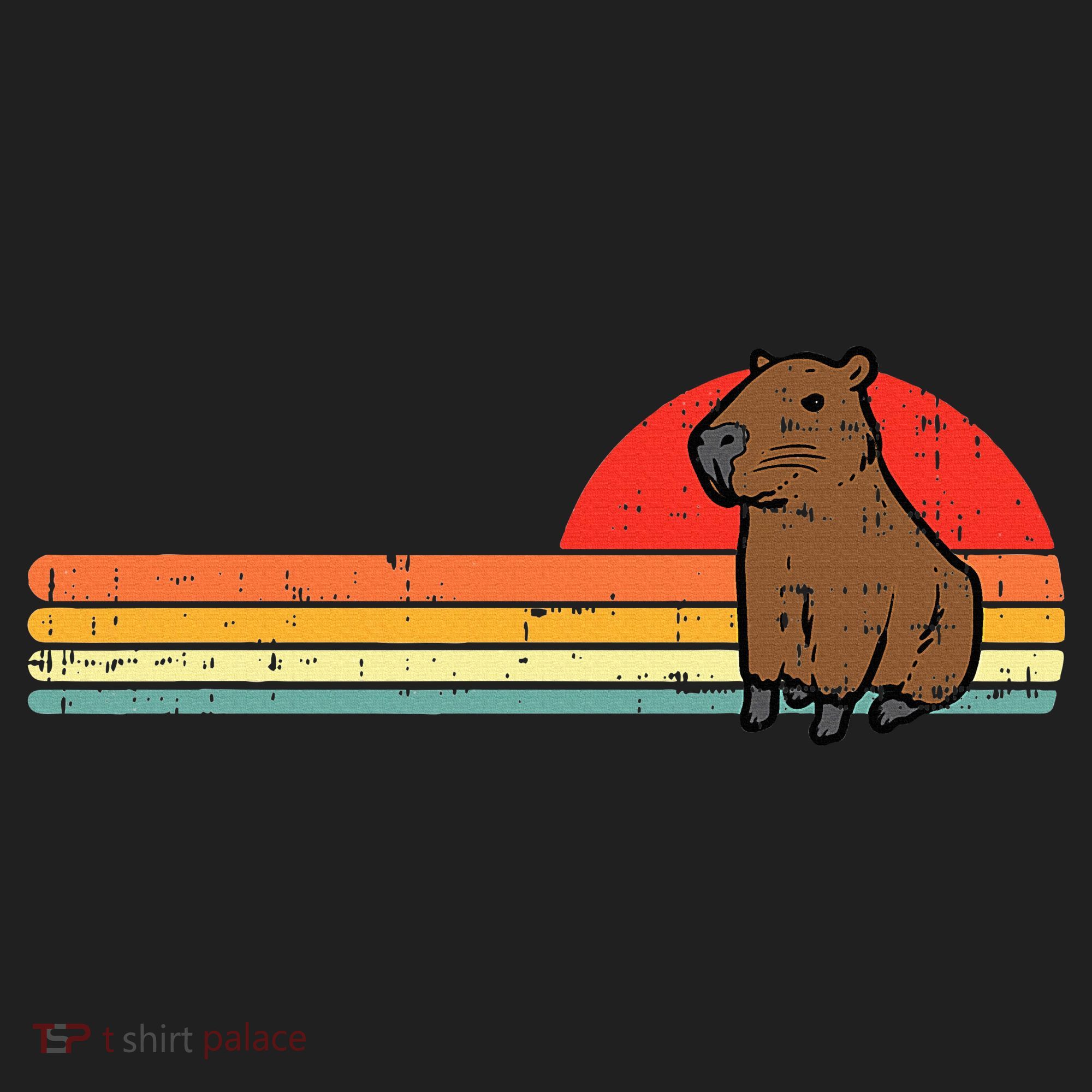 Capybara Chest Sunset Retro Capy Rodent Golf Towel