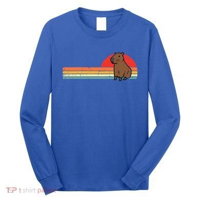 Capybara Chest Sunset Retro Capy Rodent Long Sleeve Shirt