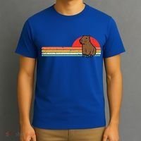 Capybara Chest Sunset Retro Capy Rodent T-Shirt thumb 3