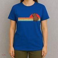 Capybara Chest Sunset Retro Capy Rodent T-Shirt thumb 4