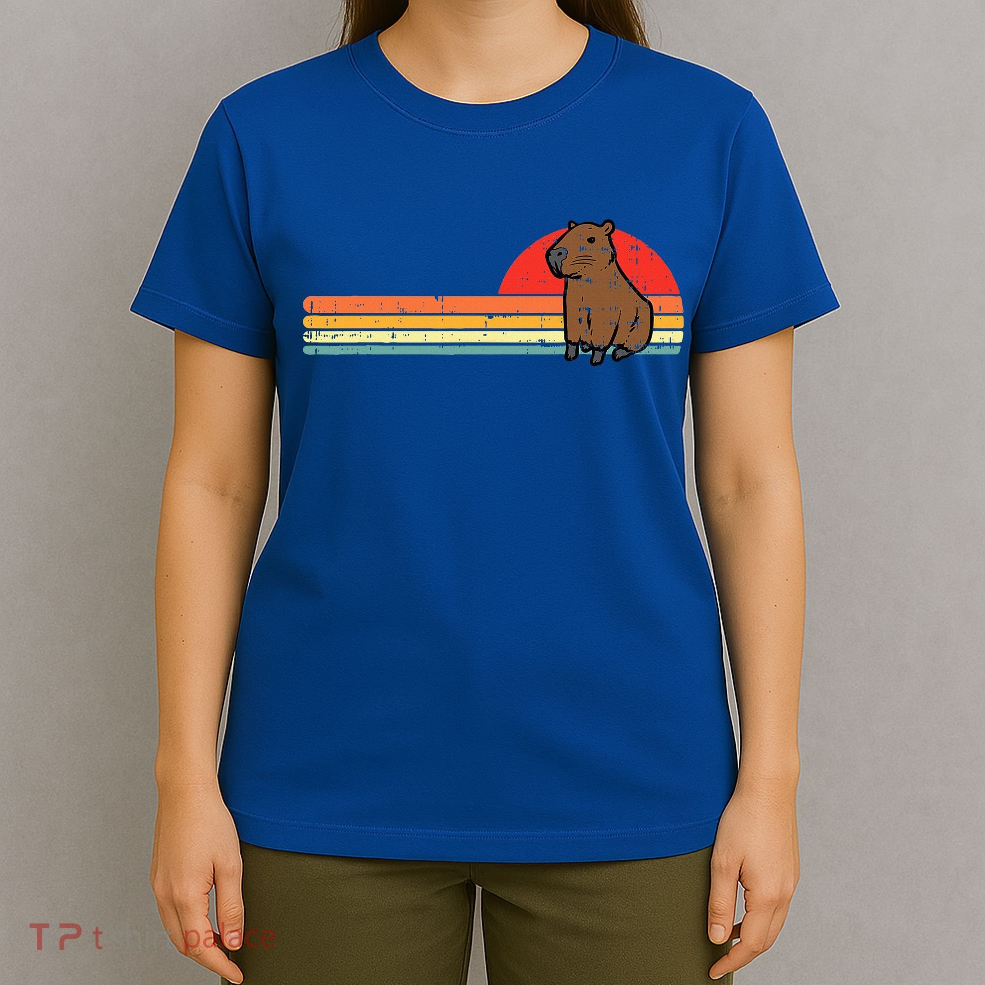 Capybara Chest Sunset Retro Capy Rodent T-Shirt