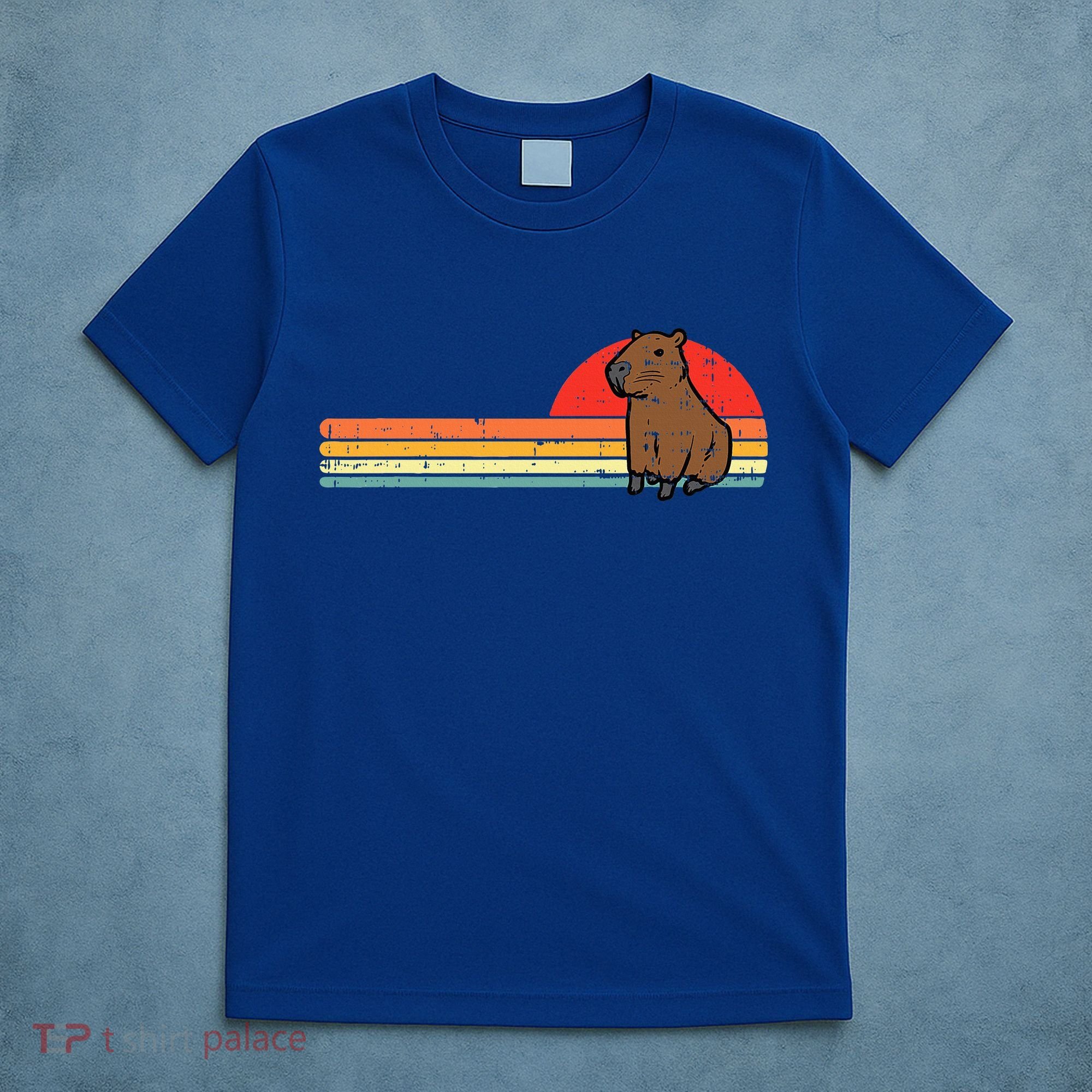 Capybara Chest Sunset Retro Capy Rodent T-Shirt