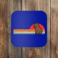 Capybara Chest Sunset Retro Capy Rodent Coaster thumb 0