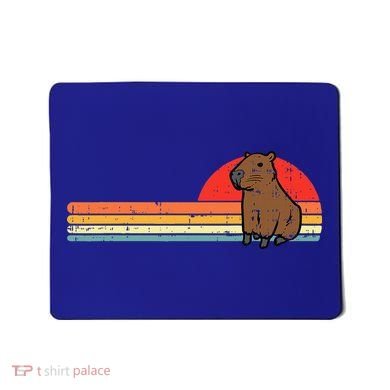 Capybara Chest Sunset Retro Capy Rodent Mousepad