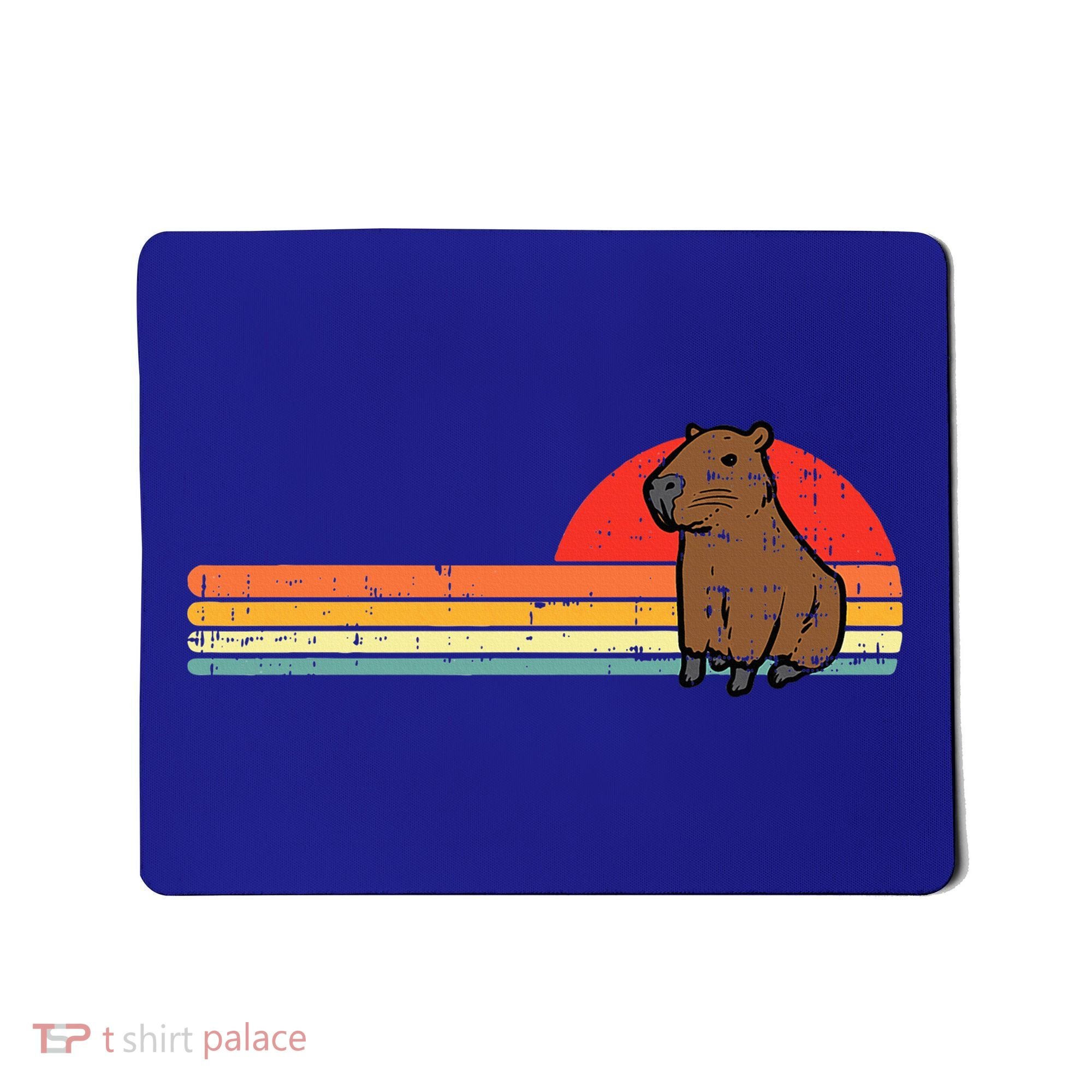 Capybara Chest Sunset Retro Capy Rodent Mousepad