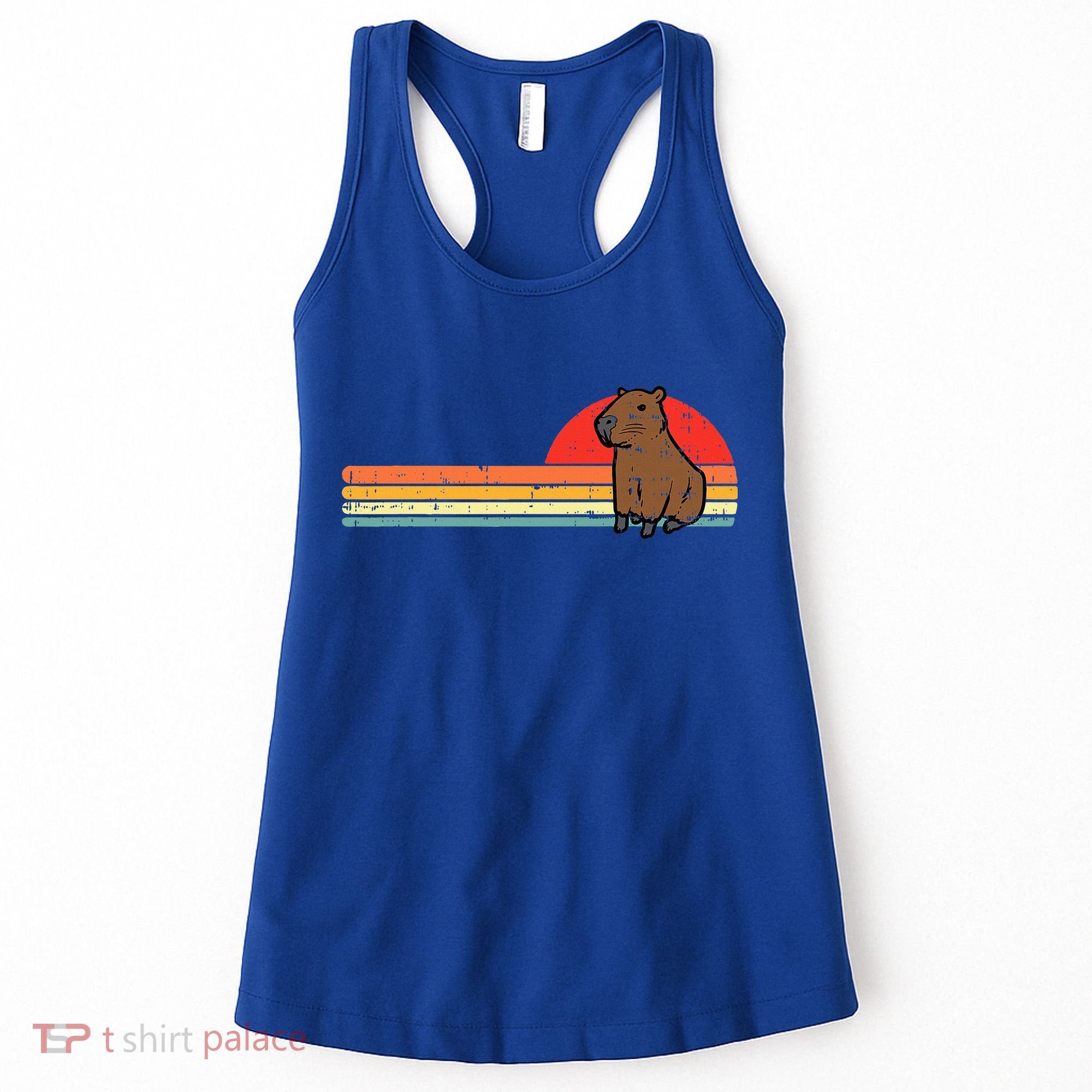Capybara Chest Sunset Retro Capy Rodent Women's Tank Top