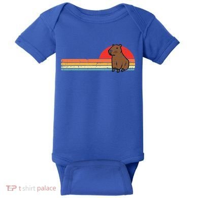 Capybara Chest Sunset Retro Capy Rodent Baby Bodysuit