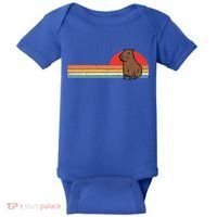 Capybara Chest Sunset Retro Capy Rodent Baby Bodysuit thumb 0