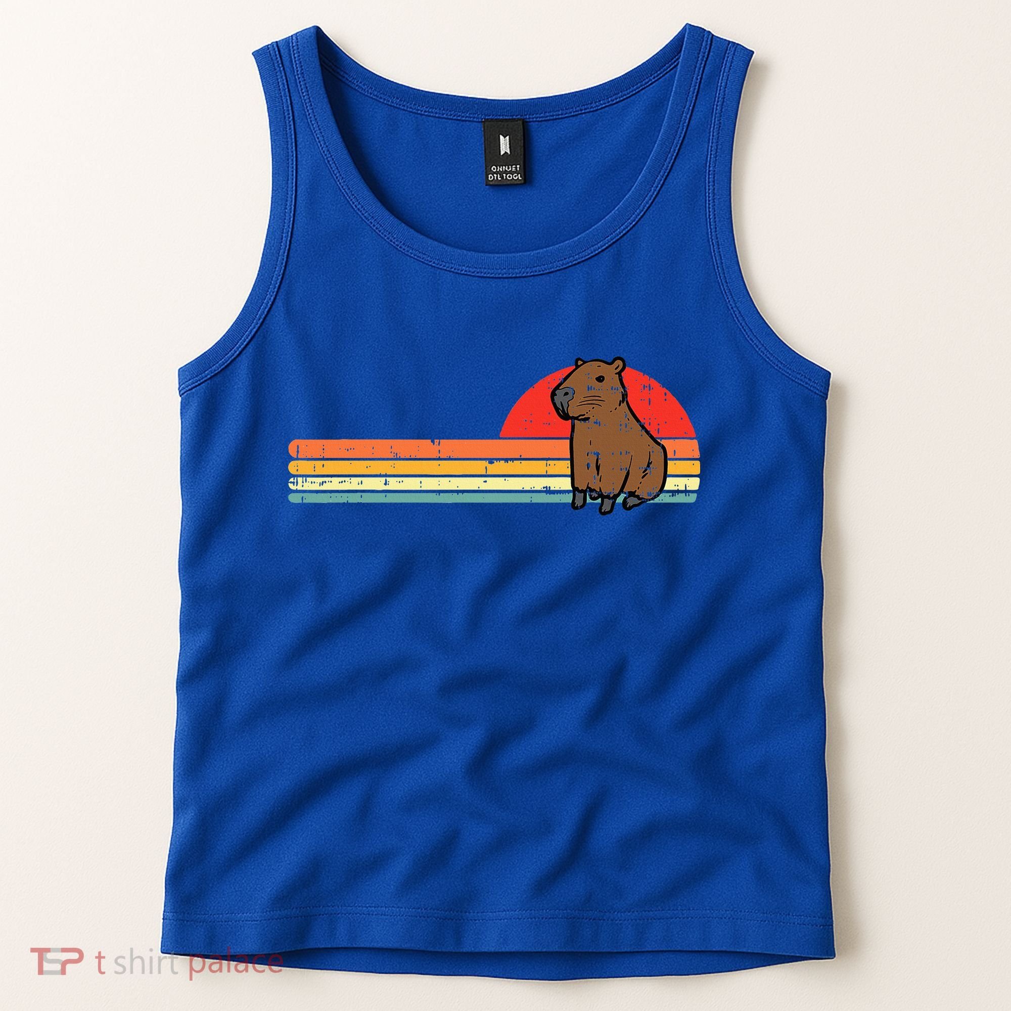 Capybara Chest Sunset Retro Capy Rodent Tank Top