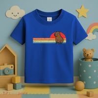 Capybara Chest Sunset Retro Capy Rodent Toddler T-Shirt thumb 3